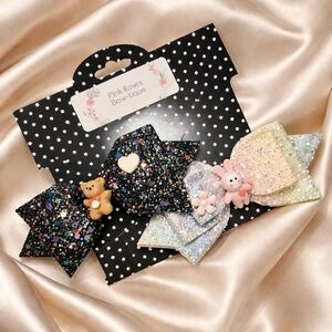 Handcrafted Glitter Bows Hair Accessories Girls Toddler Baby